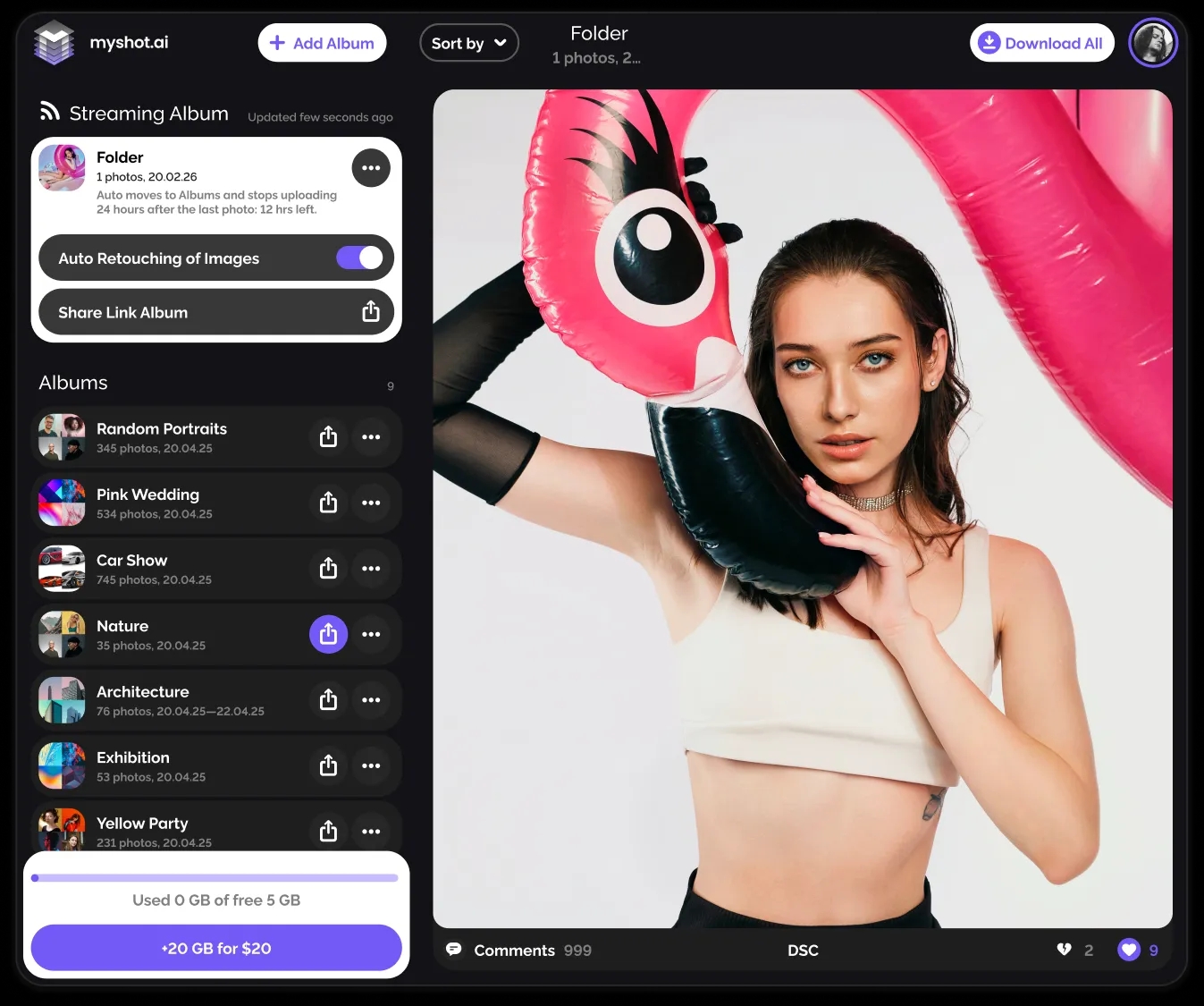 Benutzeroberfläche Arams — Kompletter Workflow für Fotografen