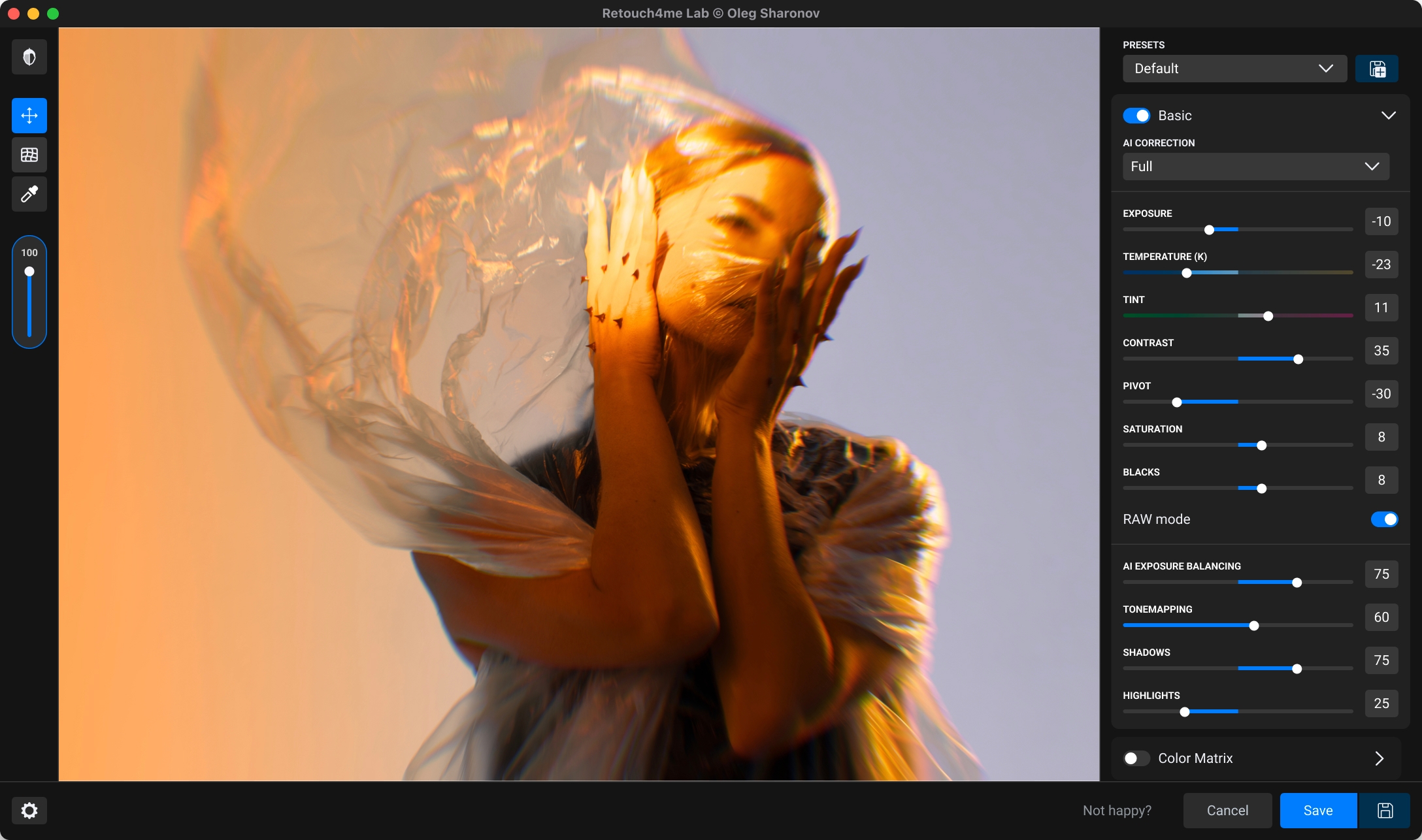 Retouch4me Lab interface